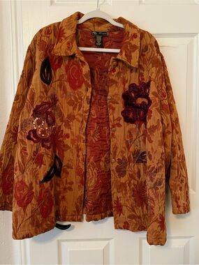 Mirasol Rust Floral Embroidered Jacket fall holiday office business autumnal